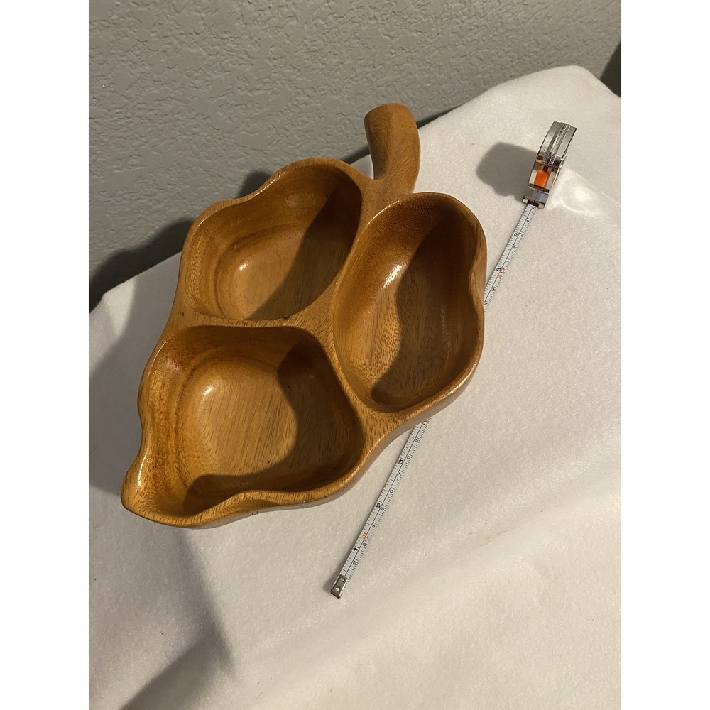 Genuine woods of Hawaii Monkey Pod Bowl Wood Leaf shape handmade in Waikiki